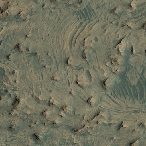 HiRISE detail crop of Martian layered terrain